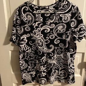 Laura Ashley black / white beaded top. Gently used, few beads missing.